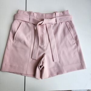 WHBM Shorts Womens Light Pink High Waist Tie Soft Stretch Belted 4.5" Short Sz 4
